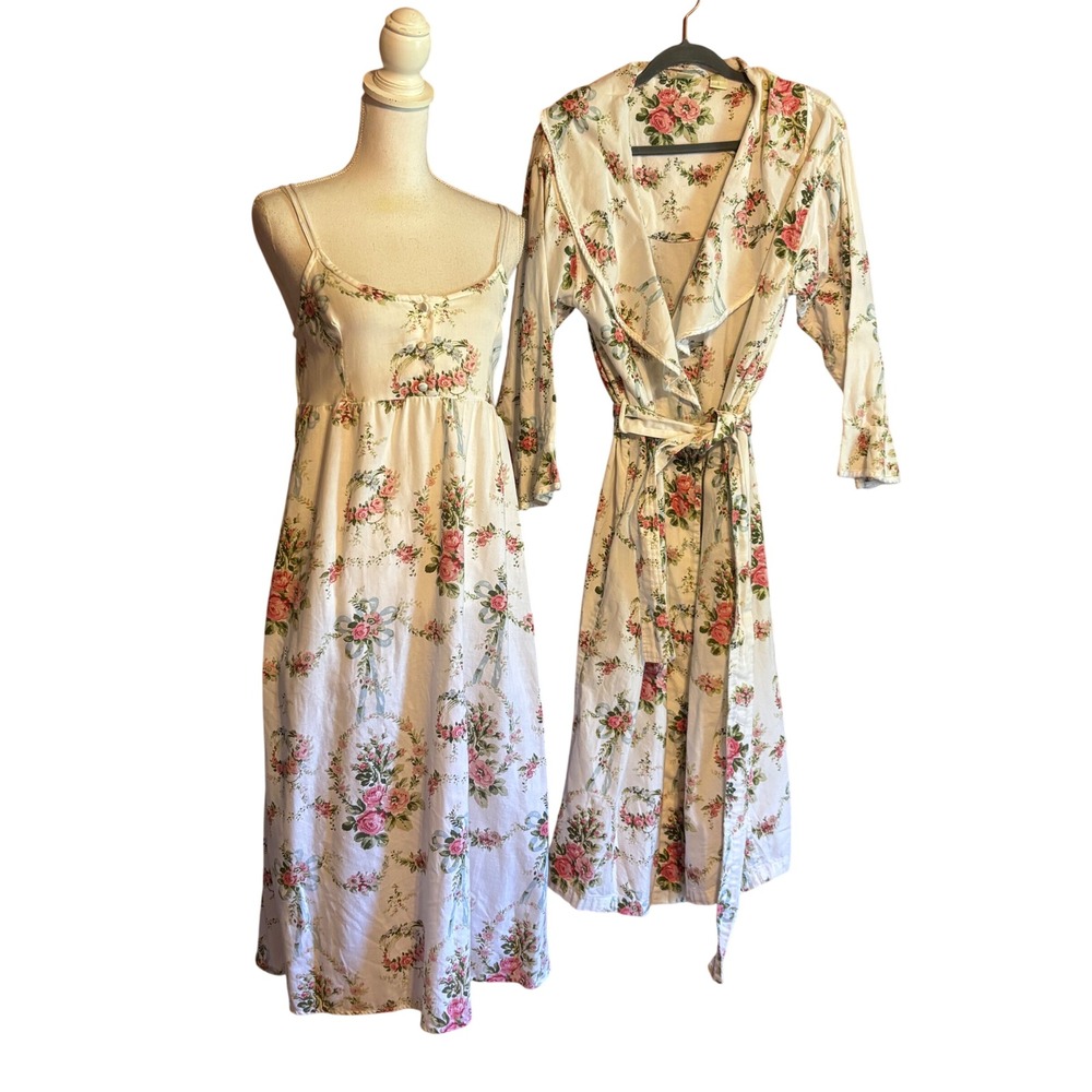 Victoria's Secret Nightgown/Robe Set Small Floral Chintz Romantic Bridal